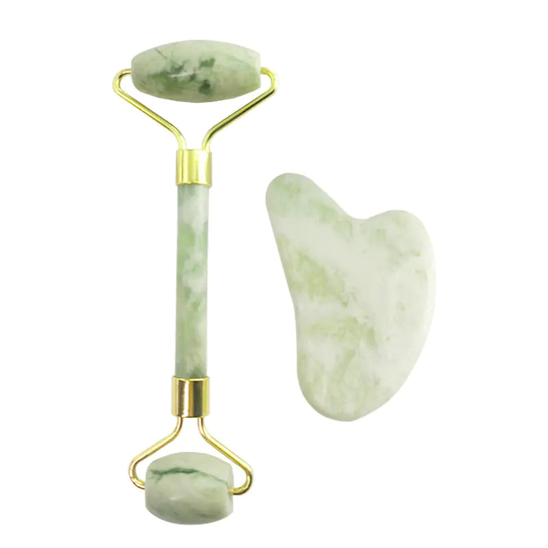 110g Xiu Yu White Jade Facial Roller Gua Sha Set